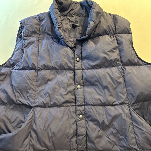 Land End Mens Blue Goose Down Puffer Vest Size 2XL XXL Puffy Snap Up Winter. A17 - Picture 1 of 6